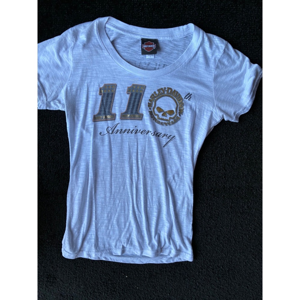 Harley-Davidson 110th Anniversary T-Shirt White South Valley Utah Womens Large